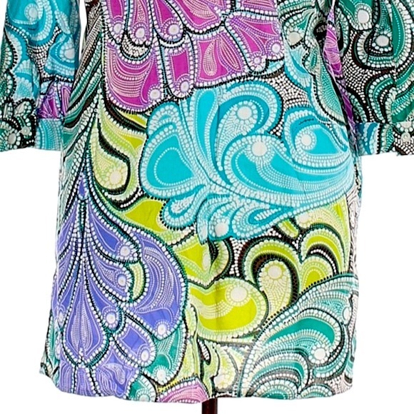 Dana Buchman XL teal 3/4 sleeve button up blouse - Picture 9 of 13